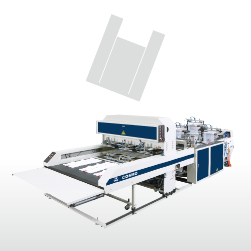Полностью автоматическая высокоскоростная машина для изготовления пакетов-маек с 3 линиями (система с 3 сервоприводами для пакетов с печатью)