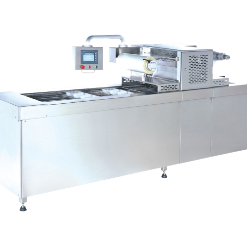 AUTOMATIC TRAY SEALER WITH VACUUM AND GAS FLUSHING